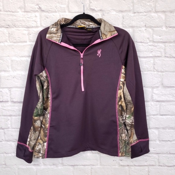 Browning Jackets & Blazers - Browning Plum Purple Camo 1/2 Zip Pullover Jacket